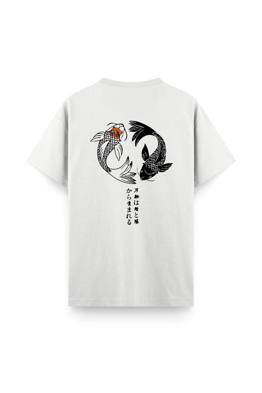 Koi Sırt Baskılı Bisiklet Yaka Unisex Tshirt