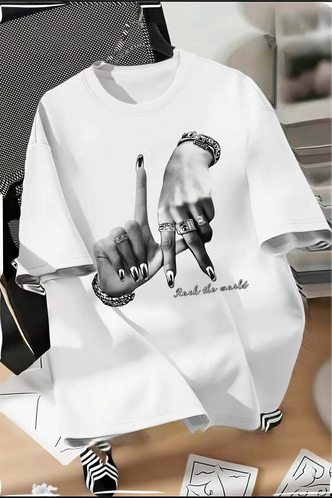 LA El İşareti Ön Baskılı Sokak Modası Unisex T-Shirt