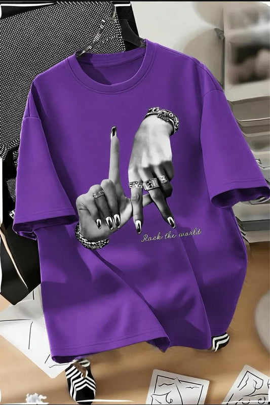 LA El İşareti Ön Baskılı Sokak Modası Unisex T-Shirt