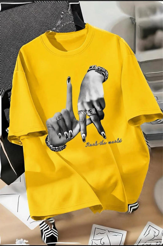 LA El İşareti Ön Baskılı Sokak Modası Unisex T-Shirt