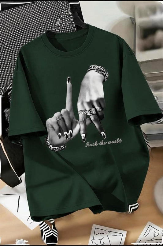 LA El İşareti Ön Baskılı Sokak Modası Unisex T-Shirt