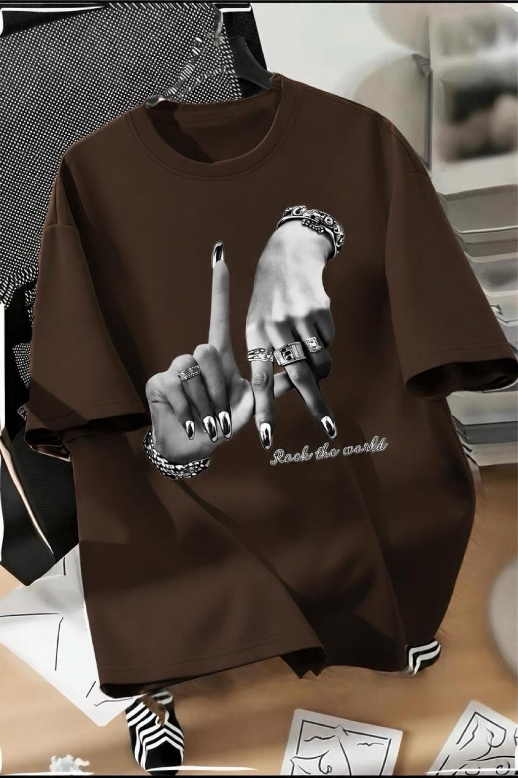 LA El İşareti Ön Baskılı Sokak Modası Unisex T-Shirt