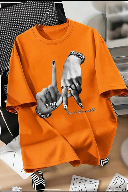LA El İşareti Ön Baskılı Sokak Modası Unisex T-Shirt
