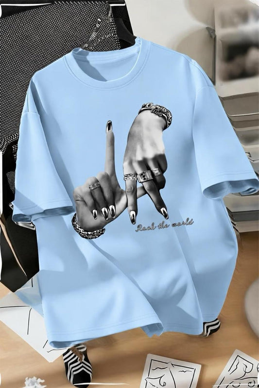 LA El İşareti Ön Baskılı Sokak Modası Unisex T-Shirt