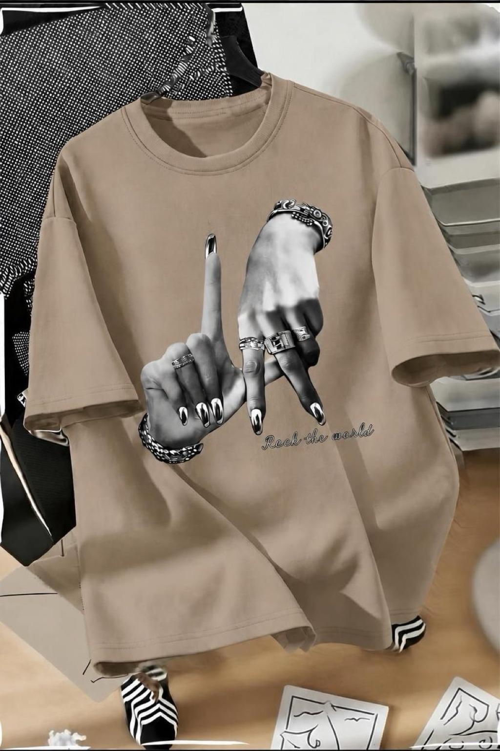 LA El İşareti Ön Baskılı Sokak Modası Unisex T-Shirt
