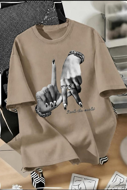 LA El İşareti Ön Baskılı Sokak Modası Unisex T-Shirt