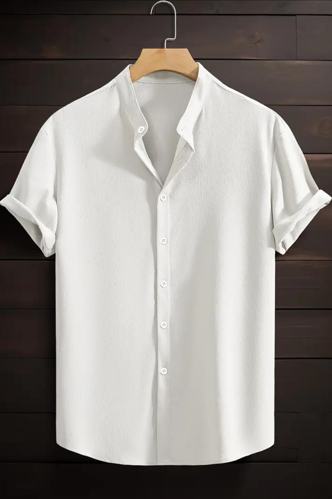 Laend Slim Fit Esnek Likralı Kısa Kol Hakim Yaka Erkek Gömlek