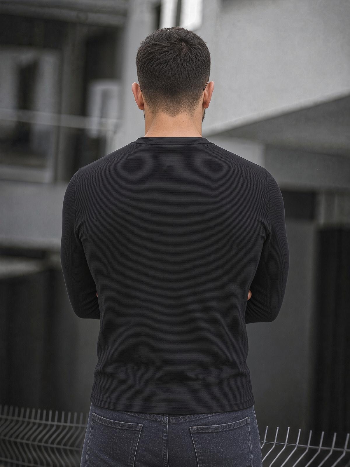 Lgg Otoban Dar Kesim Bisiklet Yaka Uzun Kollu Dokulu Casual Tişört / Sweatshirt