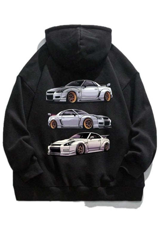 Retro Cars Araba Baskılı Pamuklu Unisex Sweatshirt