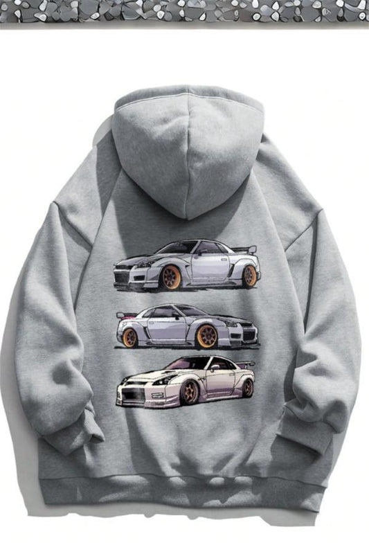 Retro Cars Araba Baskılı Pamuklu Unisex Sweatshirt