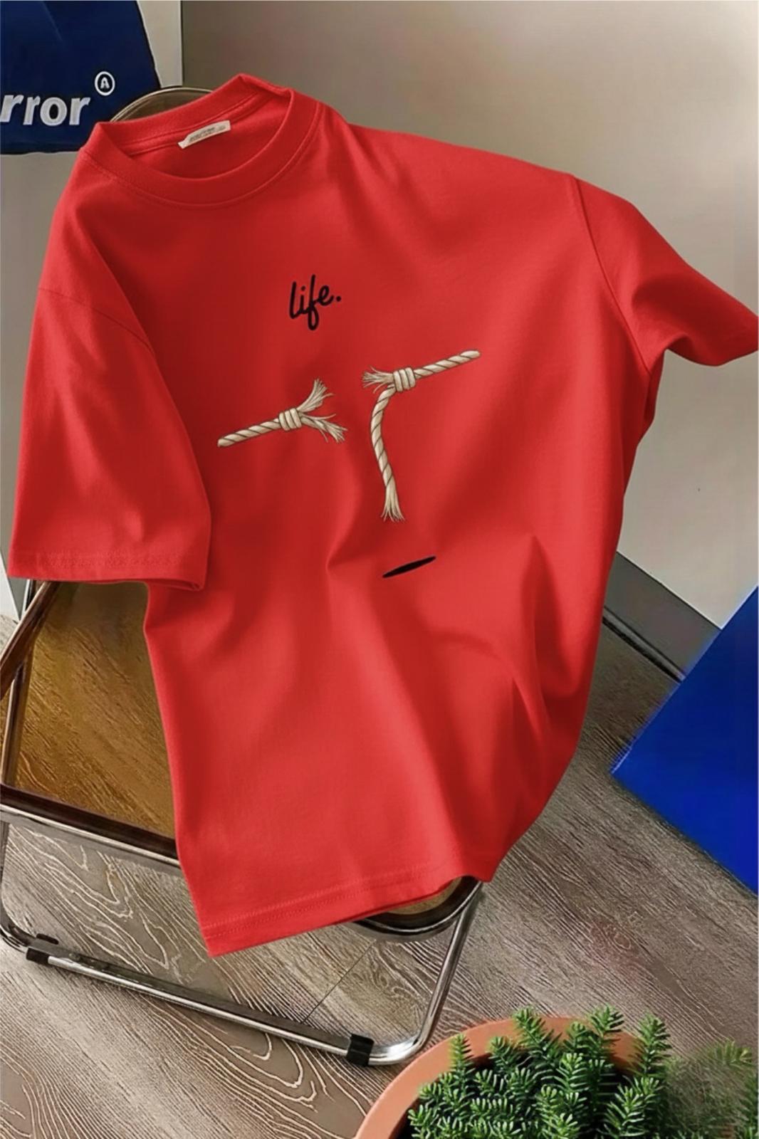 Life Design Minimalist İllüstrasyon Baskılı Unisex Oversize Tişört
