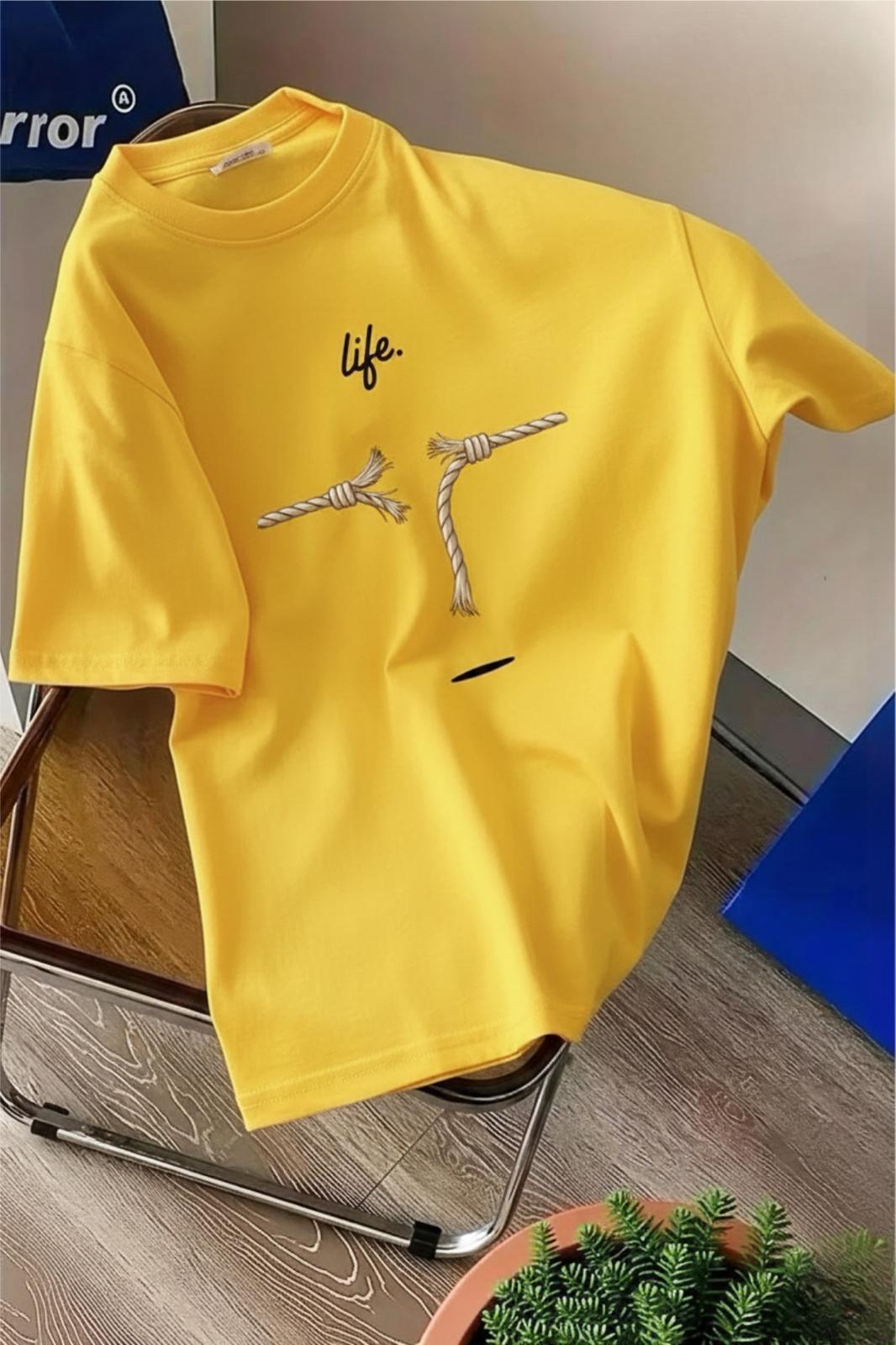 Life Design Minimalist İllüstrasyon Baskılı Unisex Oversize Tişört