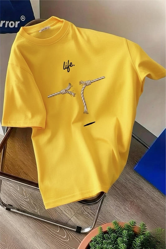 Life Design Minimalist İllüstrasyon Baskılı Unisex Oversize Tişört