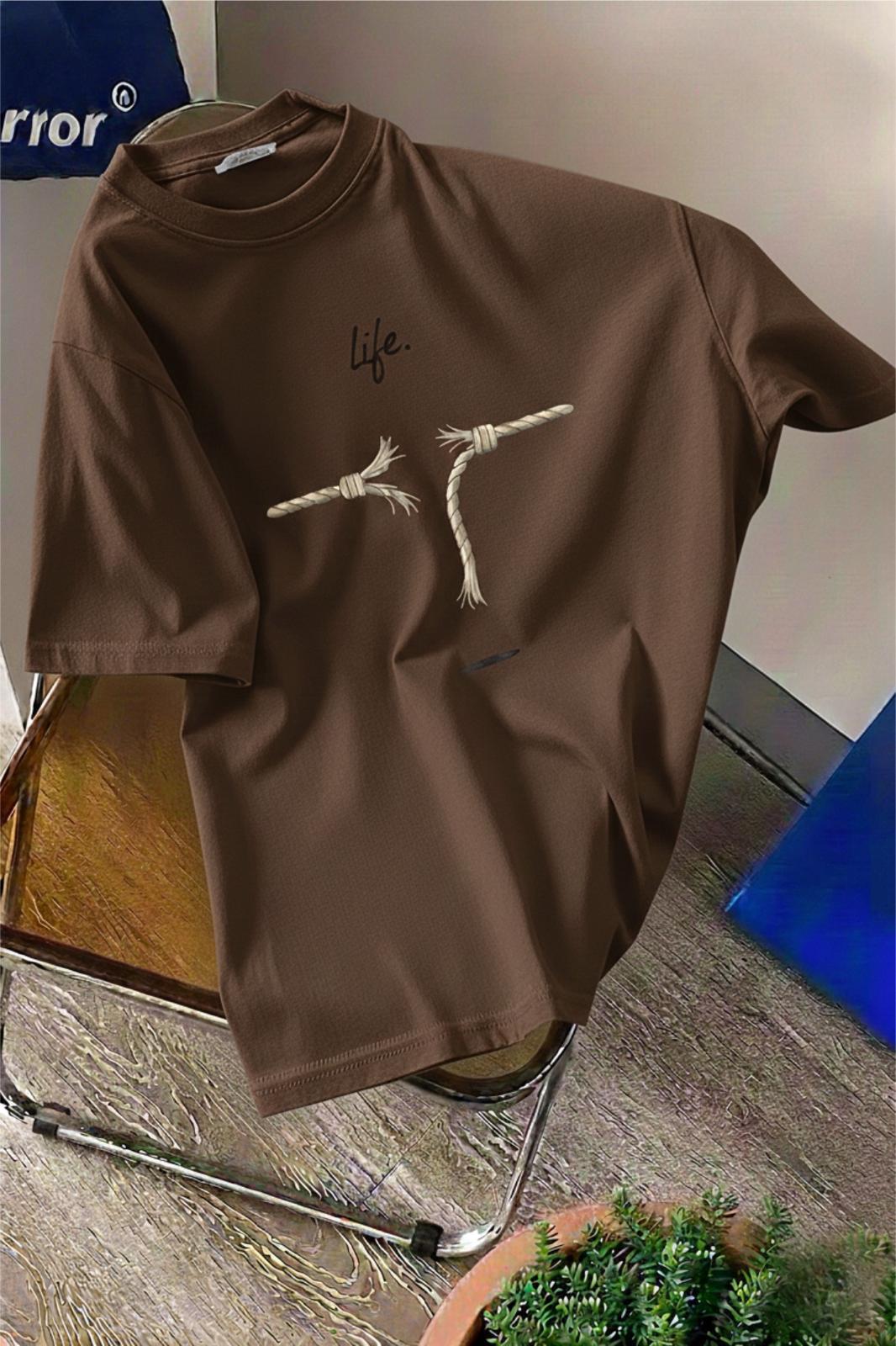 Life Design Minimalist İllüstrasyon Baskılı Unisex Oversize Tişört