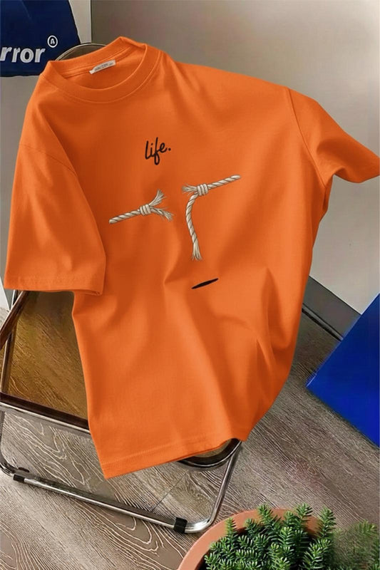 Life Design Minimalist İllüstrasyon Baskılı Unisex Oversize Tişört