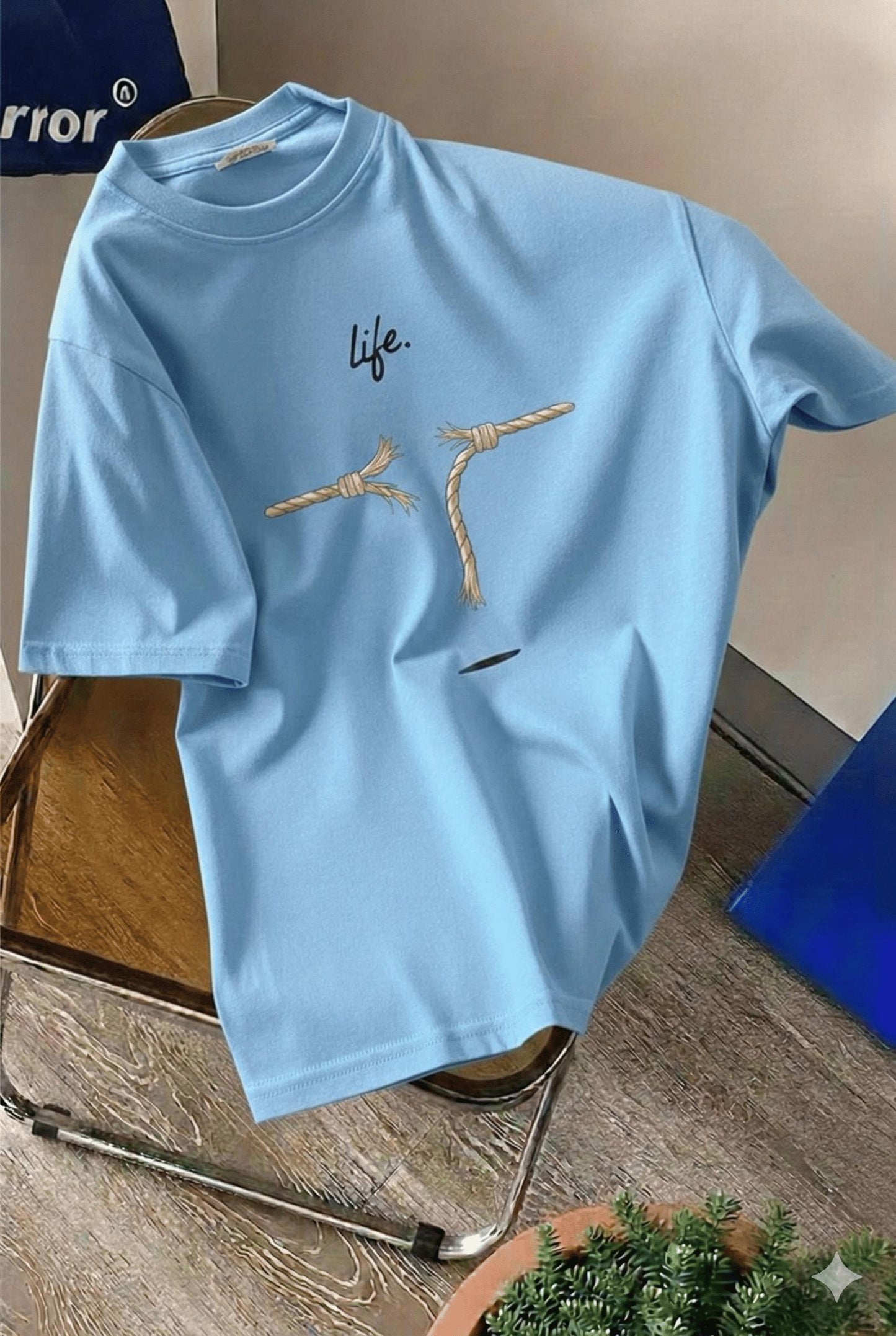 Life Design Minimalist İllüstrasyon Baskılı Unisex Oversize Tişört