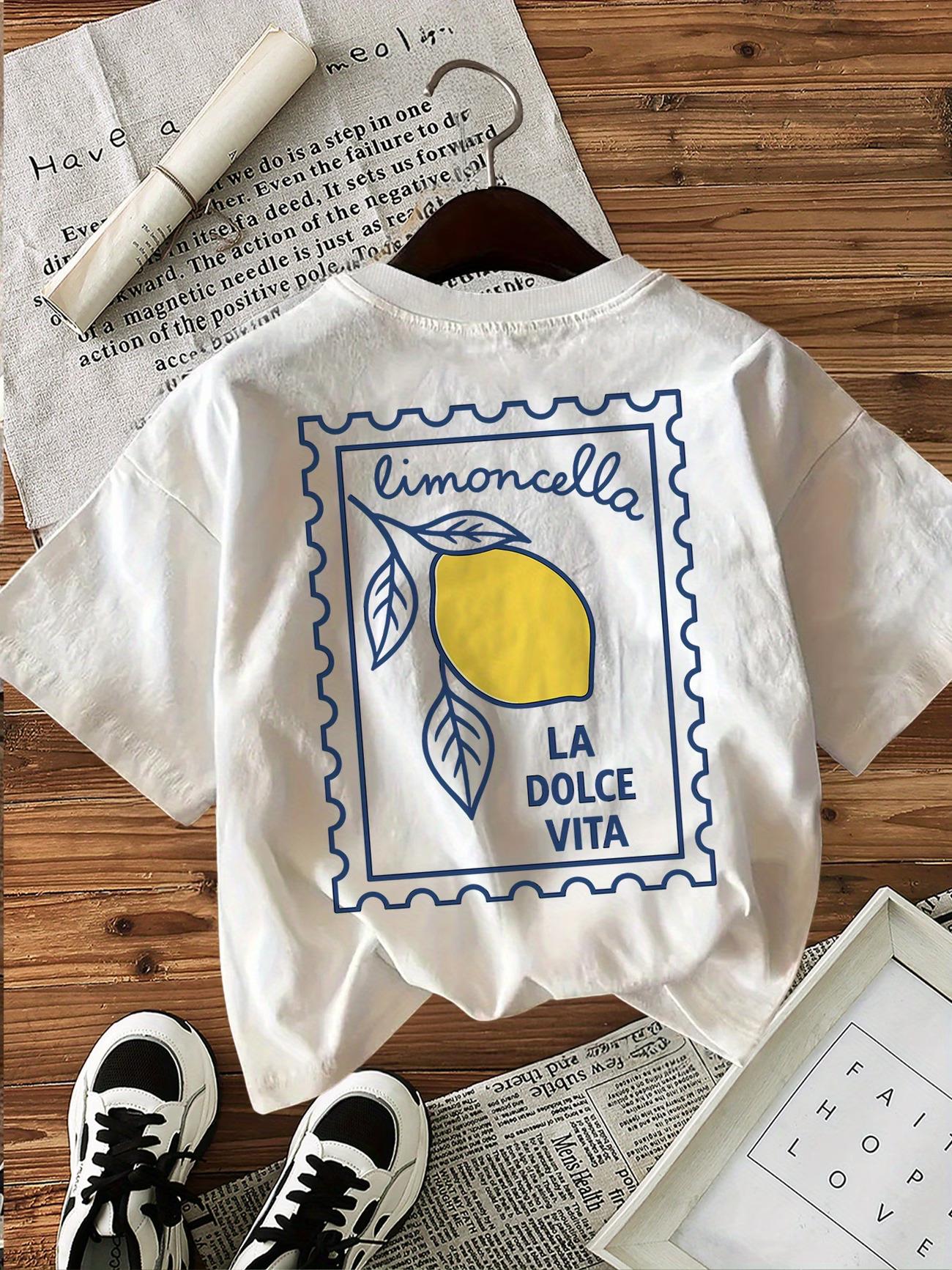 Limoncella "La Dolce Vita" Baskılı Oversize Pamuklu Kadın T-Shirt