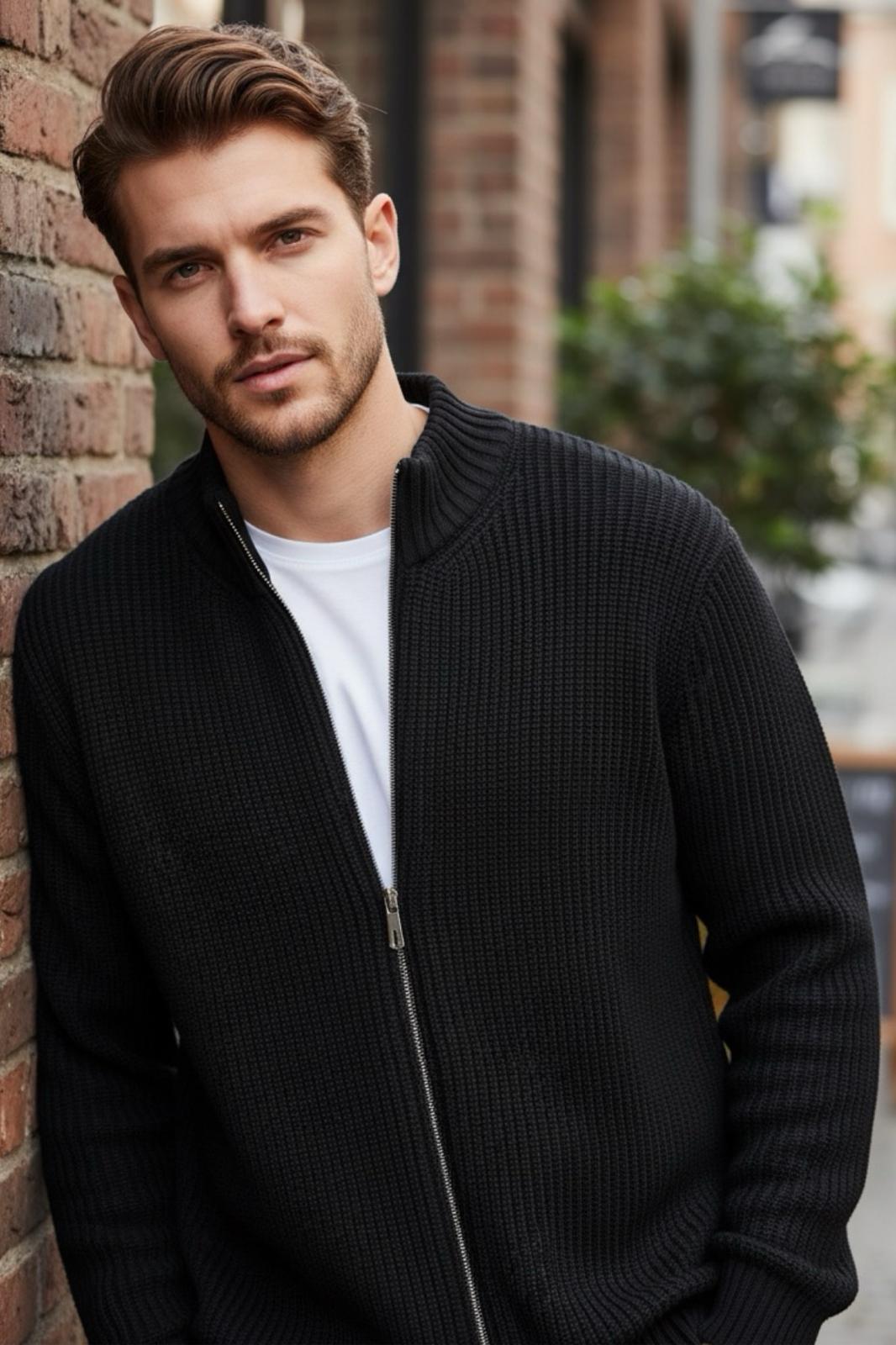 Loken Tam Fermuarlı Dik Yaka Kalın Erkek Hırka