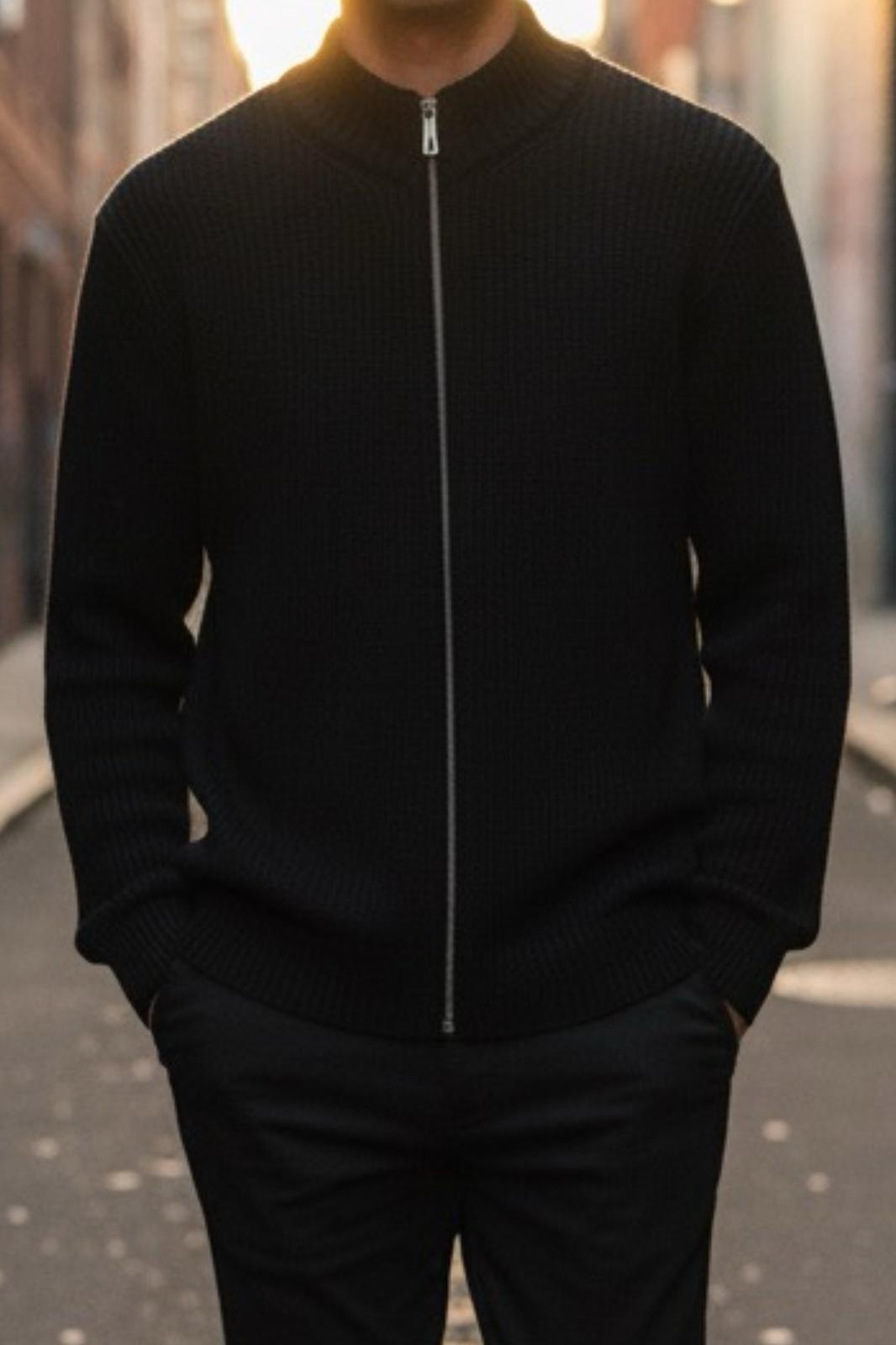 Loken Tam Fermuarlı Dik Yaka Kalın Erkek Hırka