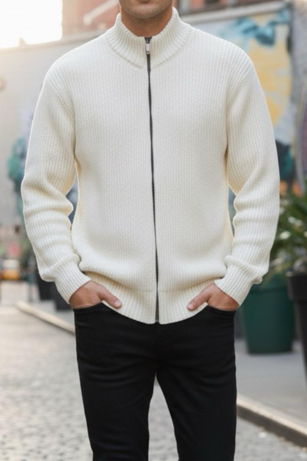 Loken Tam Fermuarlı Dik Yaka Kalın Erkek Hırka