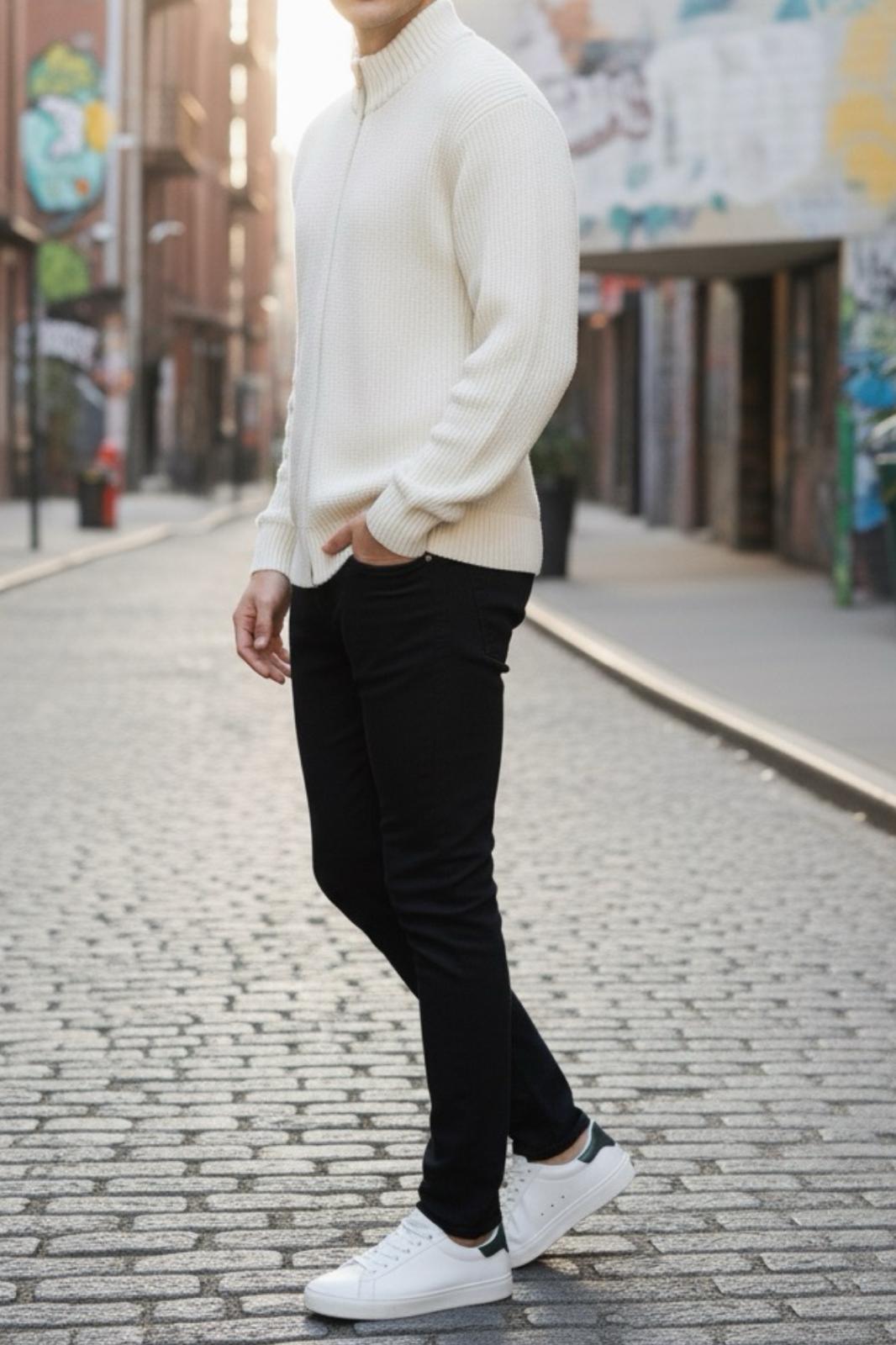 Loken Tam Fermuarlı Dik Yaka Kalın Erkek Hırka