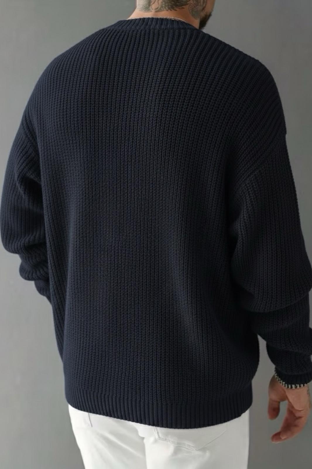 Grov Düğmeli V Yaka Kalın Erkek Hırka