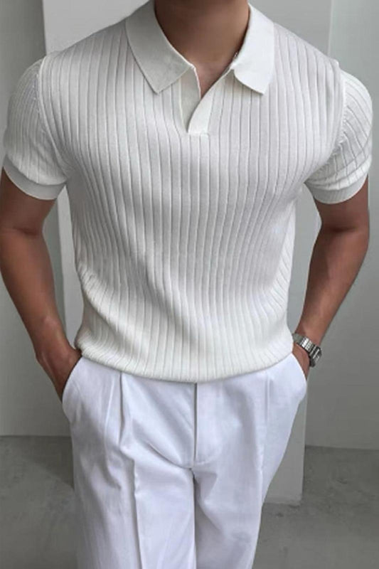 Lorens Çizgili Likralı Slim Fit Polo Yaka Örme Erkek Triko Tshirt