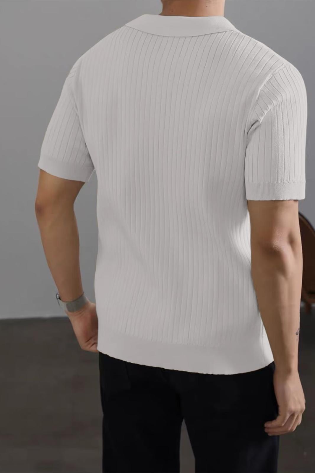 Lorens Çizgili Likralı Slim Fit Polo Yaka Örme Erkek Triko Tshirt