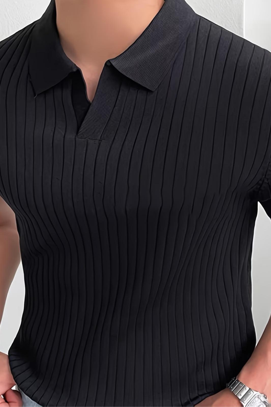 Lorens Çizgili Likralı Slim Fit Polo Yaka Örme Erkek Triko Tshirt