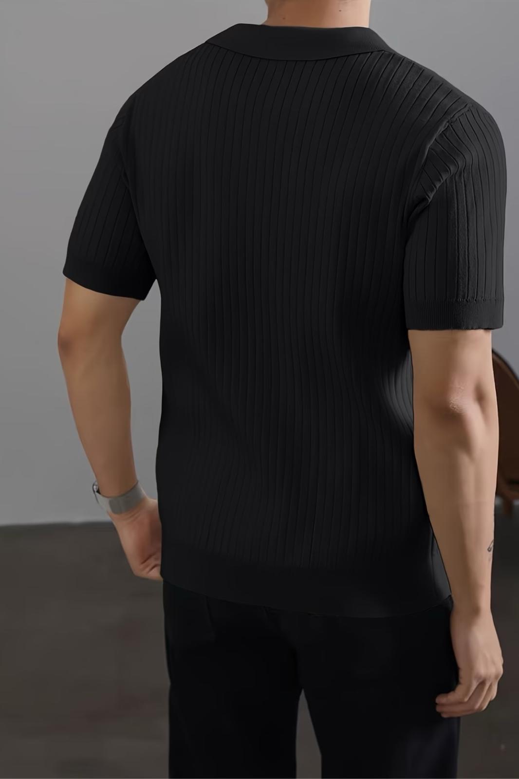 Lorens Çizgili Likralı Slim Fit Polo Yaka Örme Erkek Triko Tshirt