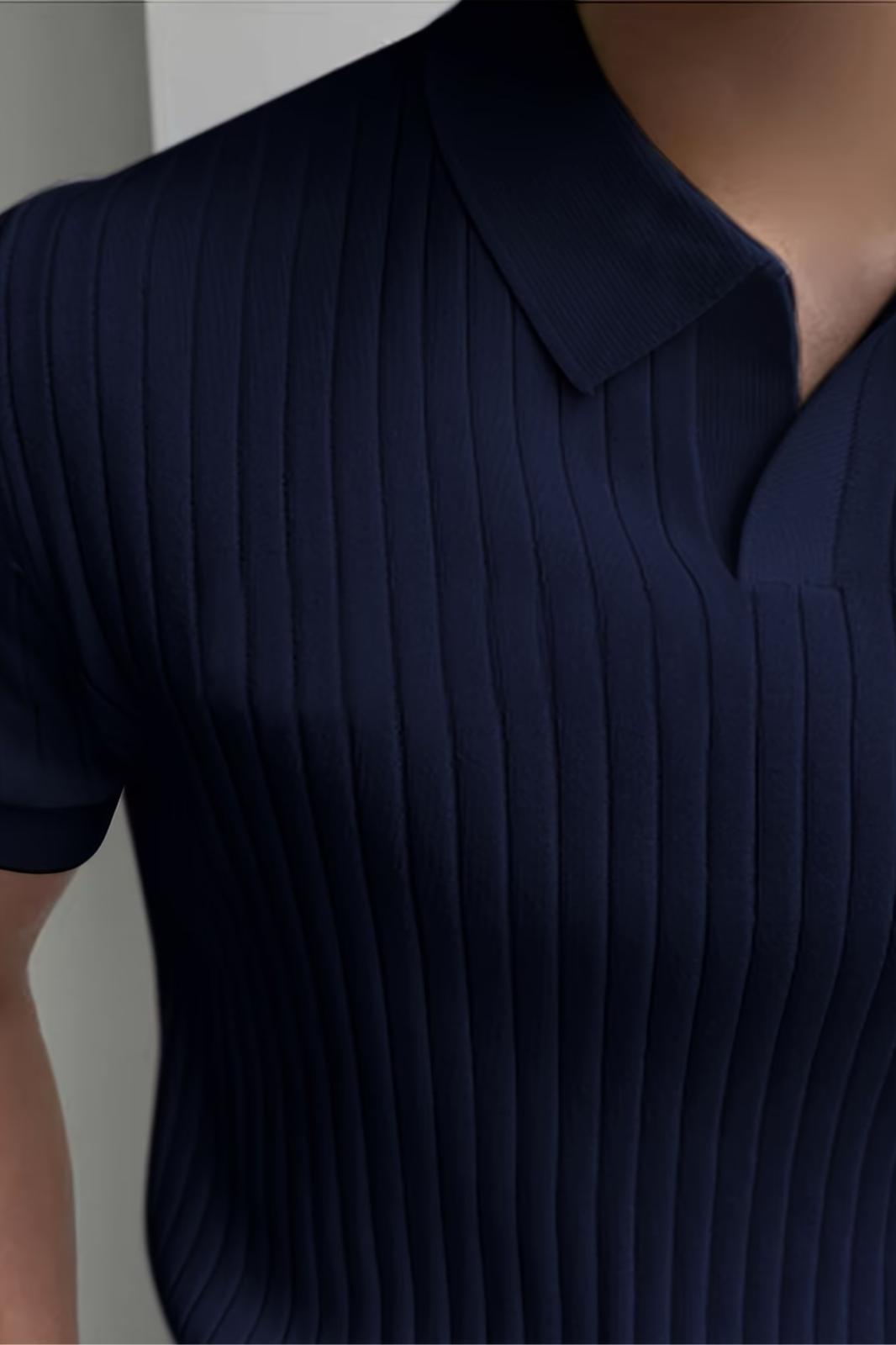 Lorens Çizgili Likralı Slim Fit Polo Yaka Örme Erkek Triko Tshirt