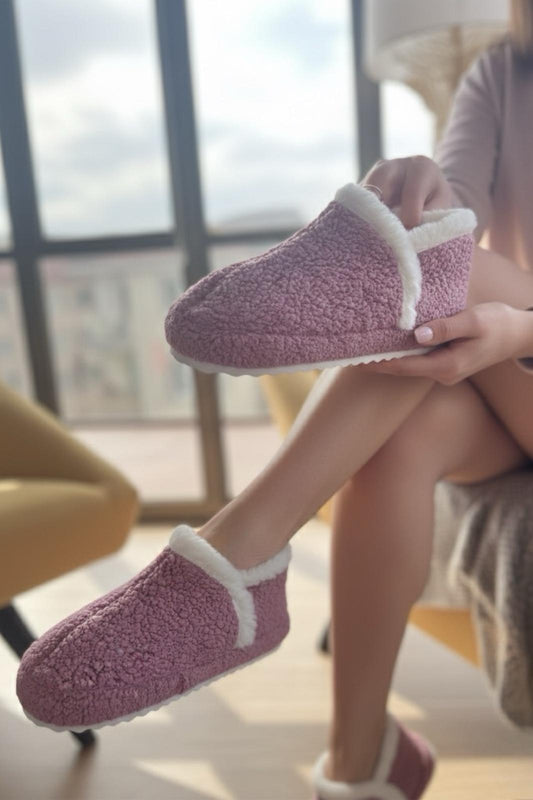 Lory Kadın Ev Botu Peluş Ev Pandufu Ses Yapmaz Taban Sıcak Şık Kürklü Panduf