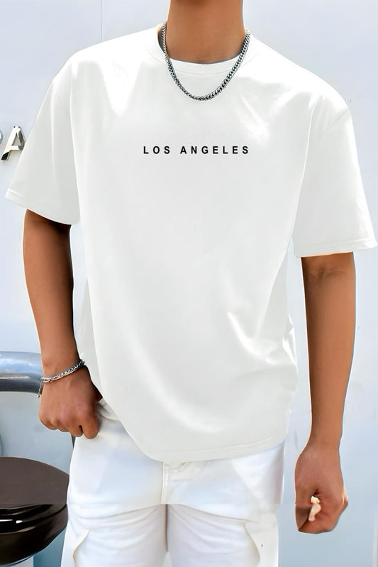 Los Angeles Ön Baskılı Bisiklet Yaka Erkek Tshirt