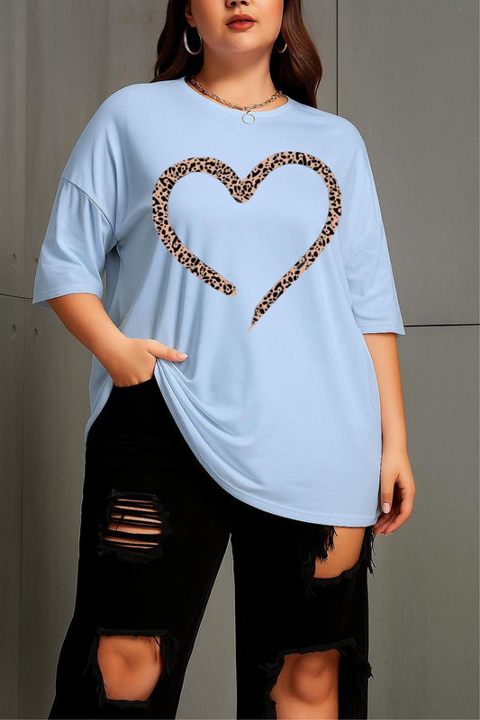 Love Kadın Büyük Beden Battal Baskılı Bisiklet Yaka Pamuklu T-Shirt Rahat Kesim Unisex Sevgili Kombini