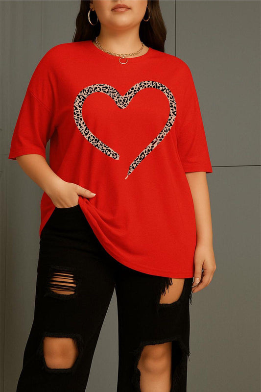 Love Kadın Büyük Beden Battal Baskılı Bisiklet Yaka Pamuklu T-Shirt Rahat Kesim Unisex Sevgili Kombini
