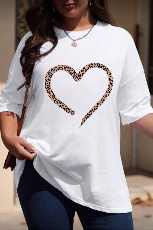 Love Kadın Büyük Beden Battal Baskılı Bisiklet Yaka Pamuklu T-Shirt Rahat Kesim Unisex Sevgili Kombini