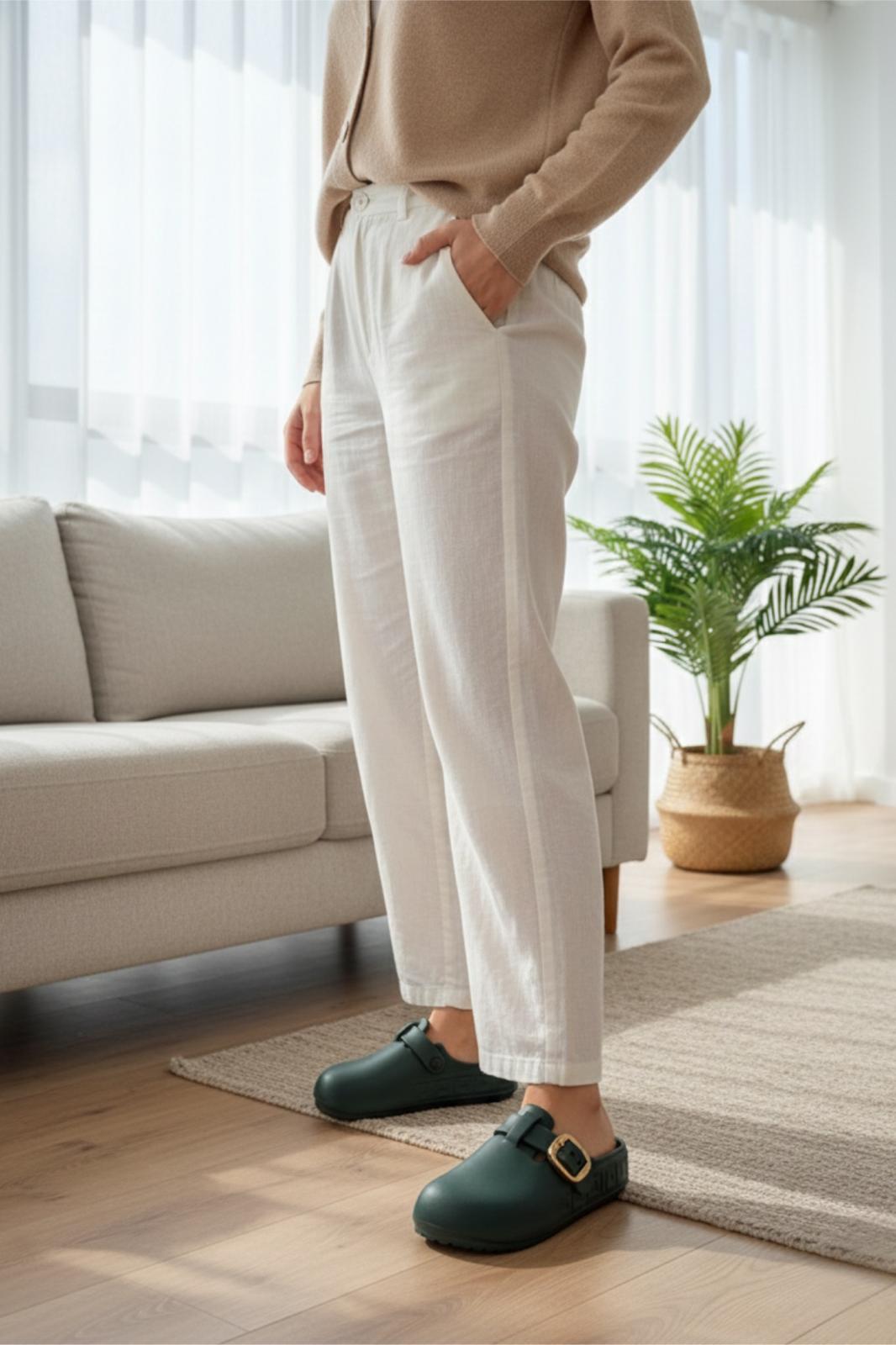 Lovi Kadın Gold Tokalı Geometrik Desenli Comfort Clog Kadın Terlik Lüks Tasarım
