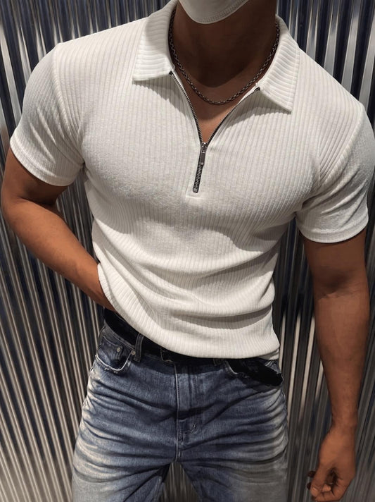 Luuk Erkek Slim Fit Fermuarlı Polo Yaka Fitilli T-Shirt