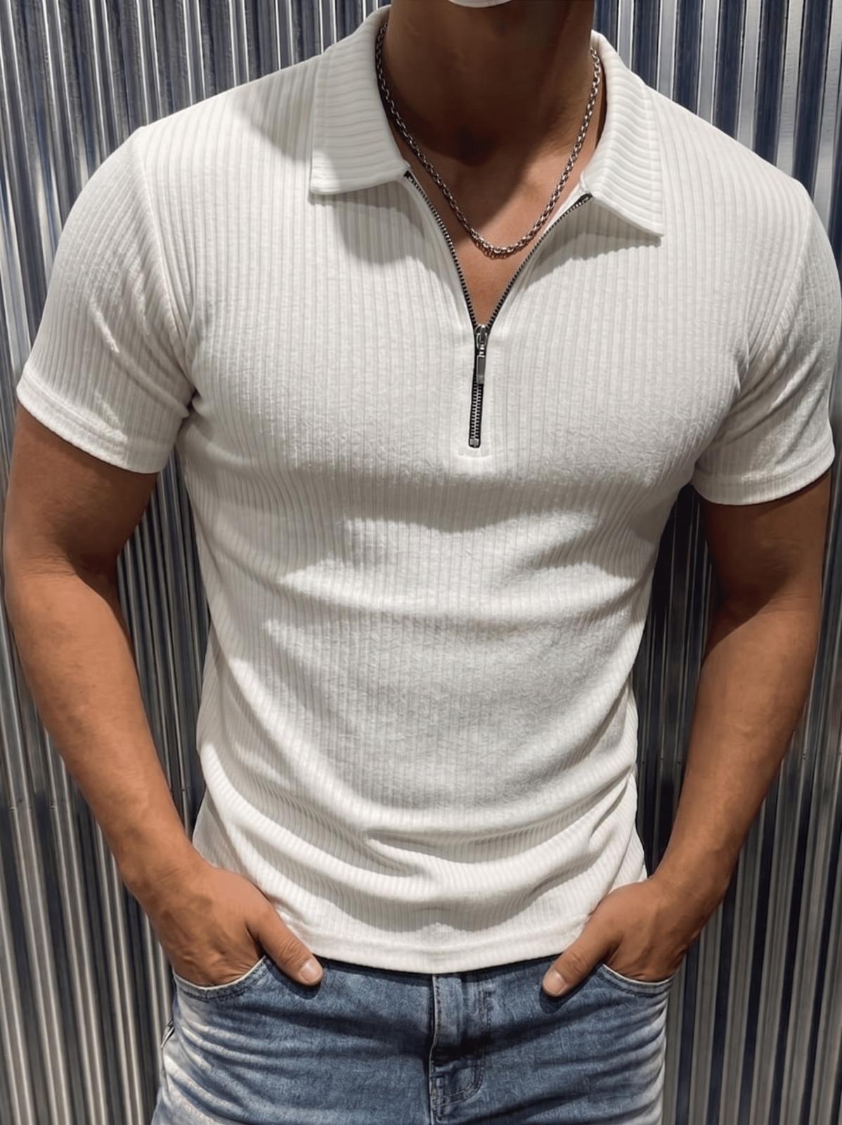 Luuk Erkek Slim Fit Fermuarlı Polo Yaka Fitilli T-Shirt