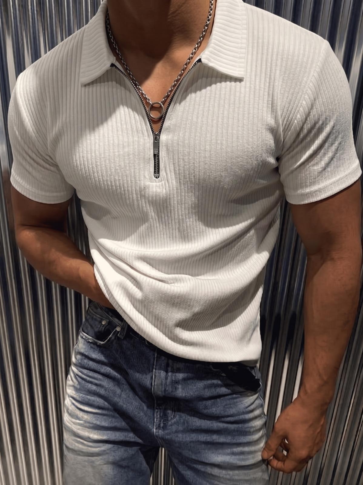 Luuk Erkek Slim Fit Fermuarlı Polo Yaka Fitilli T-Shirt