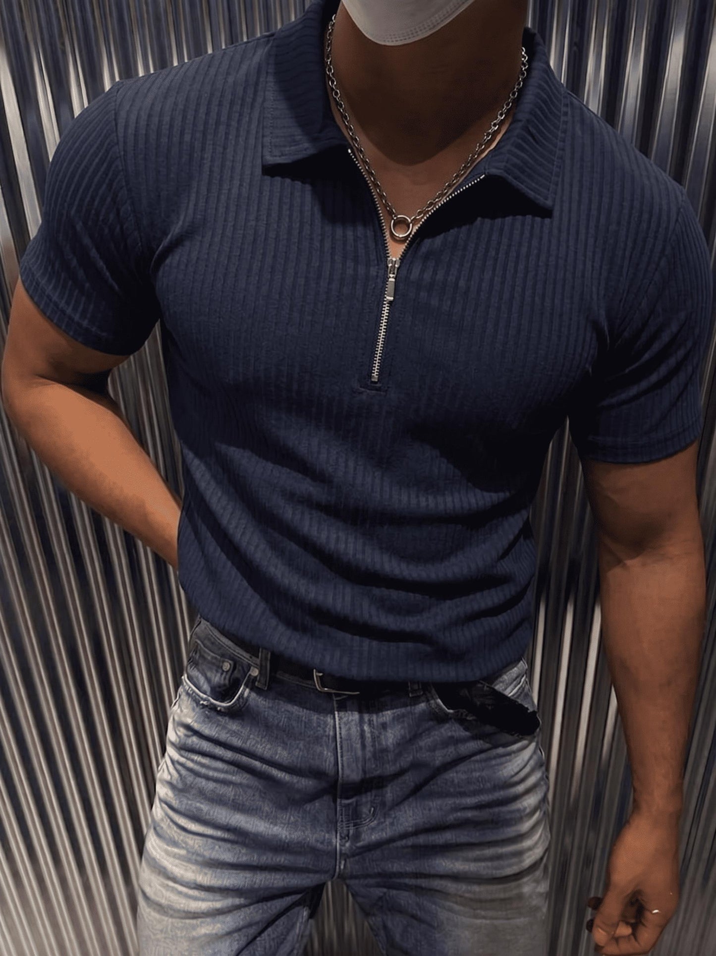 Luuk Erkek Slim Fit Fermuarlı Polo Yaka Fitilli T-Shirt
