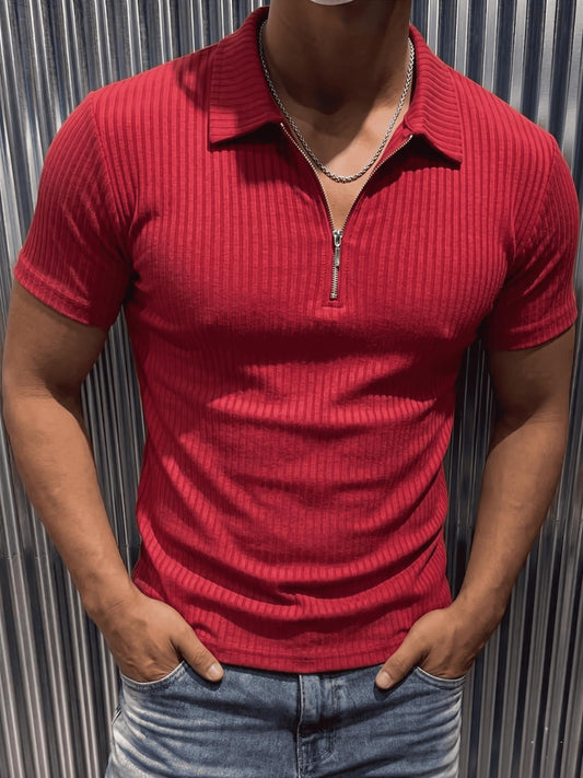 Luuk Erkek Slim Fit Fermuarlı Polo Yaka Fitilli T-Shirt