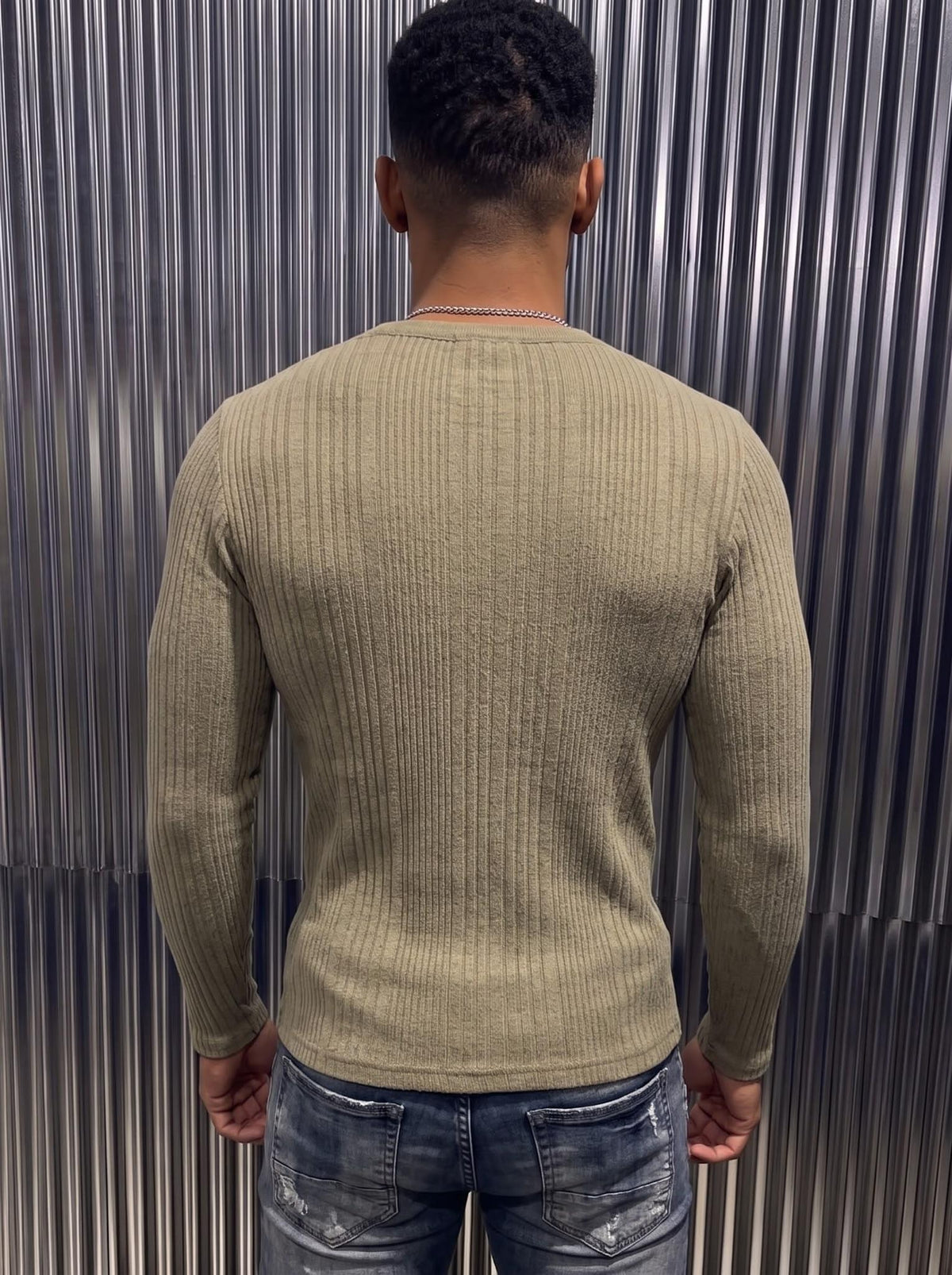 Mikx Erkek Düğmeli Likralı Fitilli Uzun Kollu Slim Fit Henley Yaka Tişört / Casual Günlük Bluz