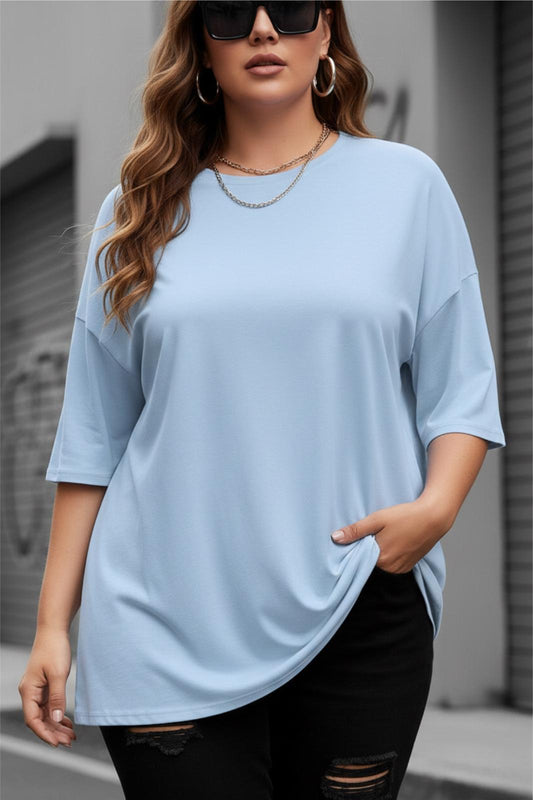 Mily Kadın Büyük Beden Battal Basic Bisiklet Yaka Pamuklu T-Shirt Rahat Kesim Unisex Sevgili Kombini