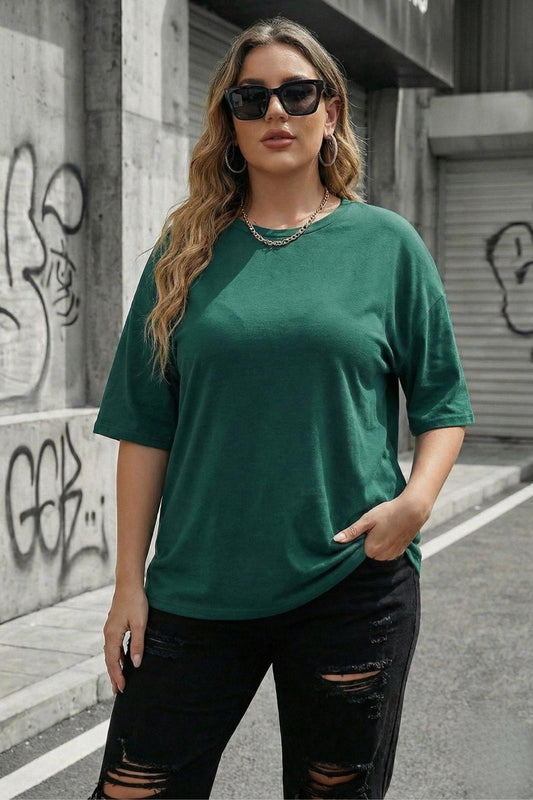 Mily Kadın Büyük Beden Battal Basic Bisiklet Yaka Pamuklu T-Shirt Rahat Kesim Unisex Sevgili Kombini