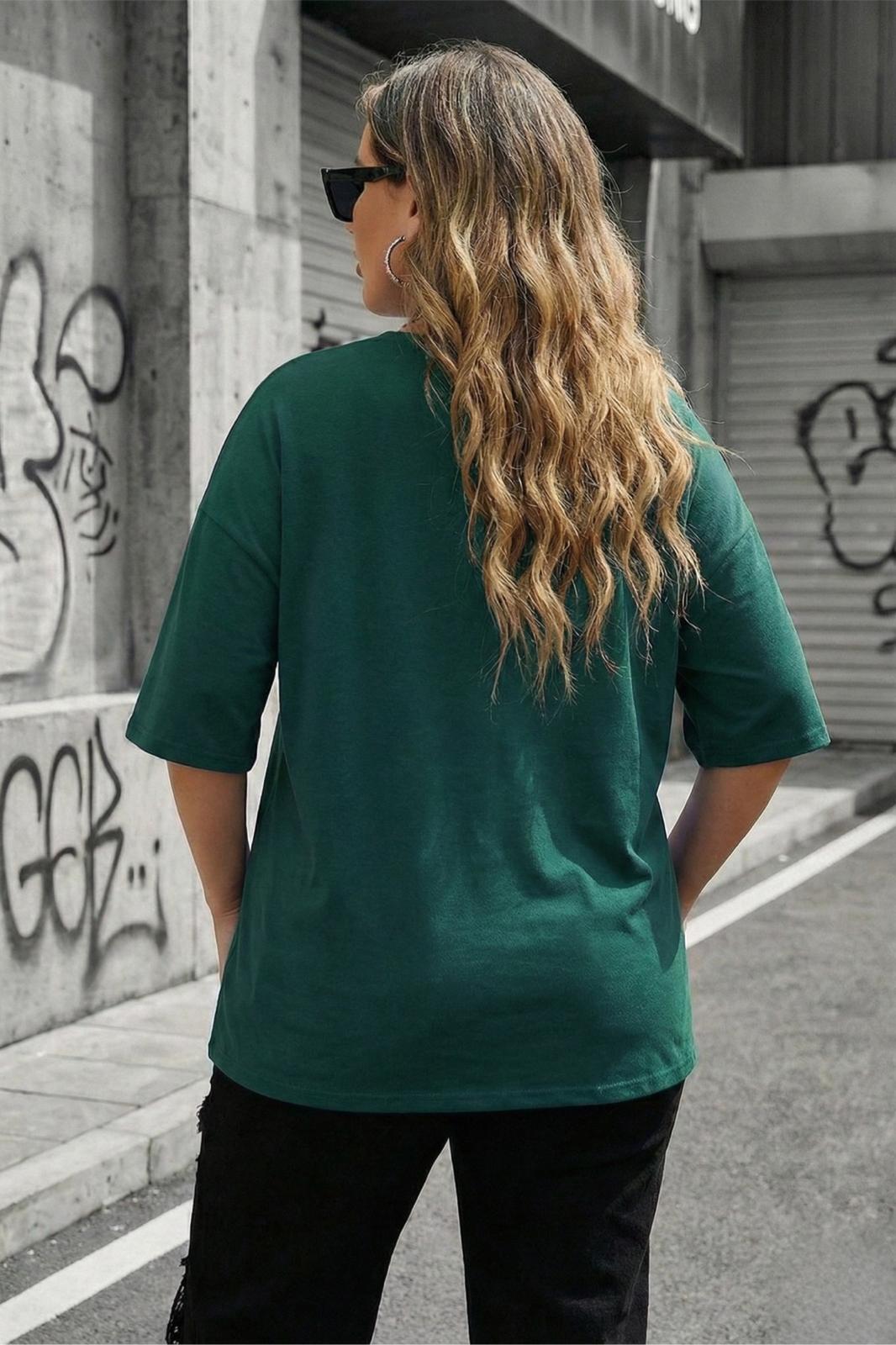 Mily Kadın Büyük Beden Battal Basic Bisiklet Yaka Pamuklu T-Shirt Rahat Kesim Unisex Sevgili Kombini
