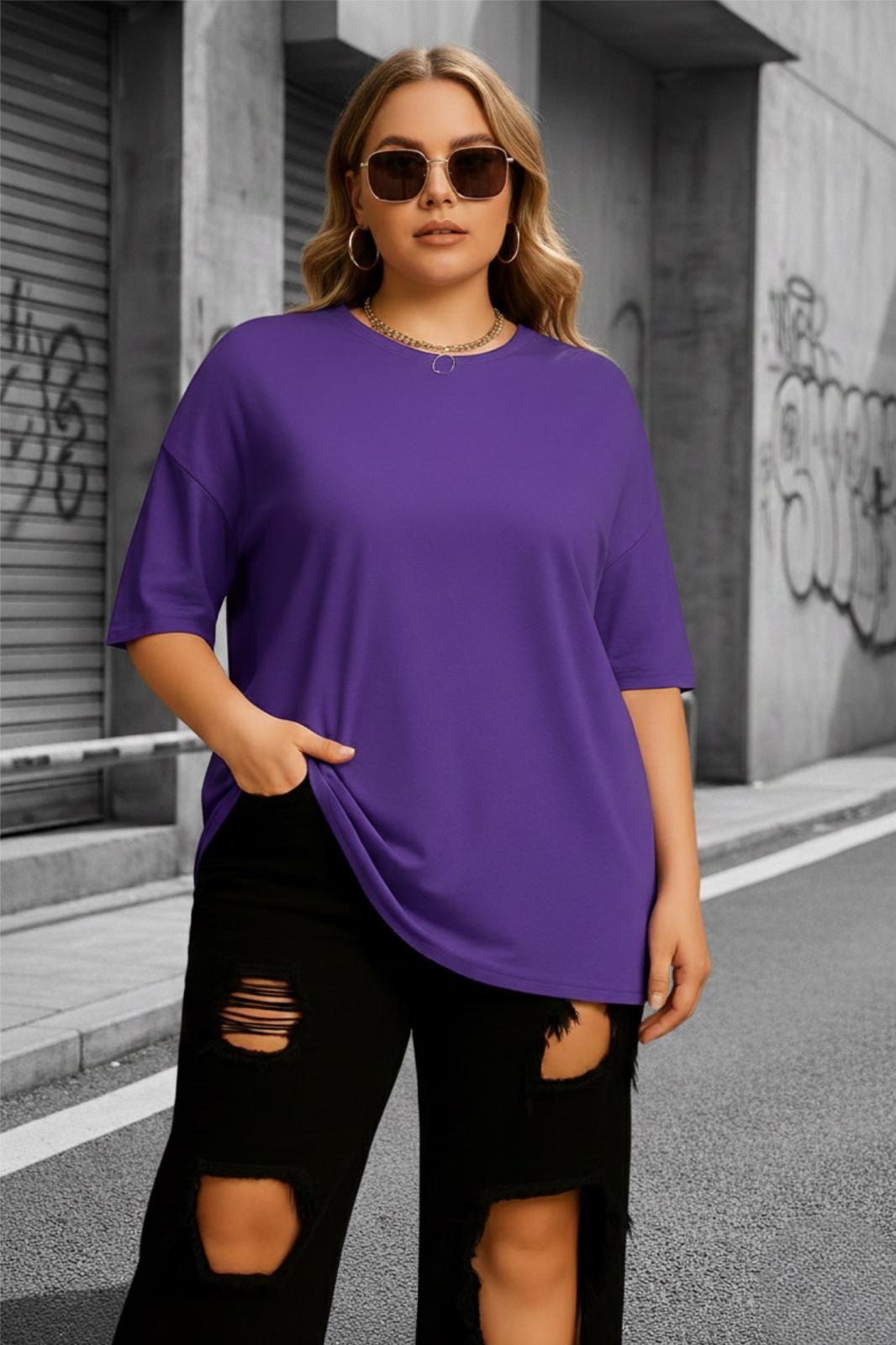 Mily Kadın Büyük Beden Battal Basic Bisiklet Yaka Pamuklu T-Shirt Rahat Kesim Unisex Sevgili Kombini