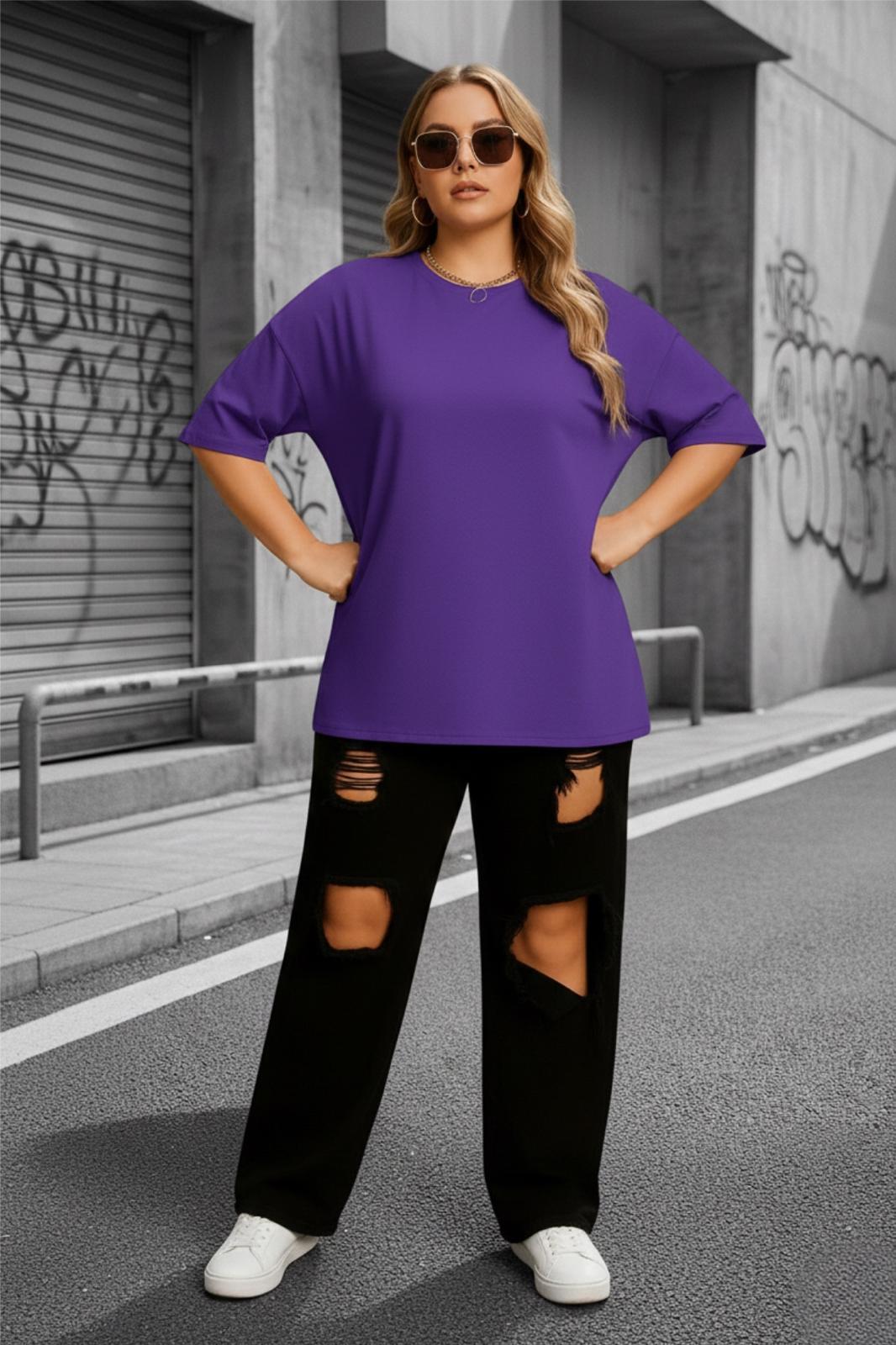 Mily Kadın Büyük Beden Battal Basic Bisiklet Yaka Pamuklu T-Shirt Rahat Kesim Unisex Sevgili Kombini