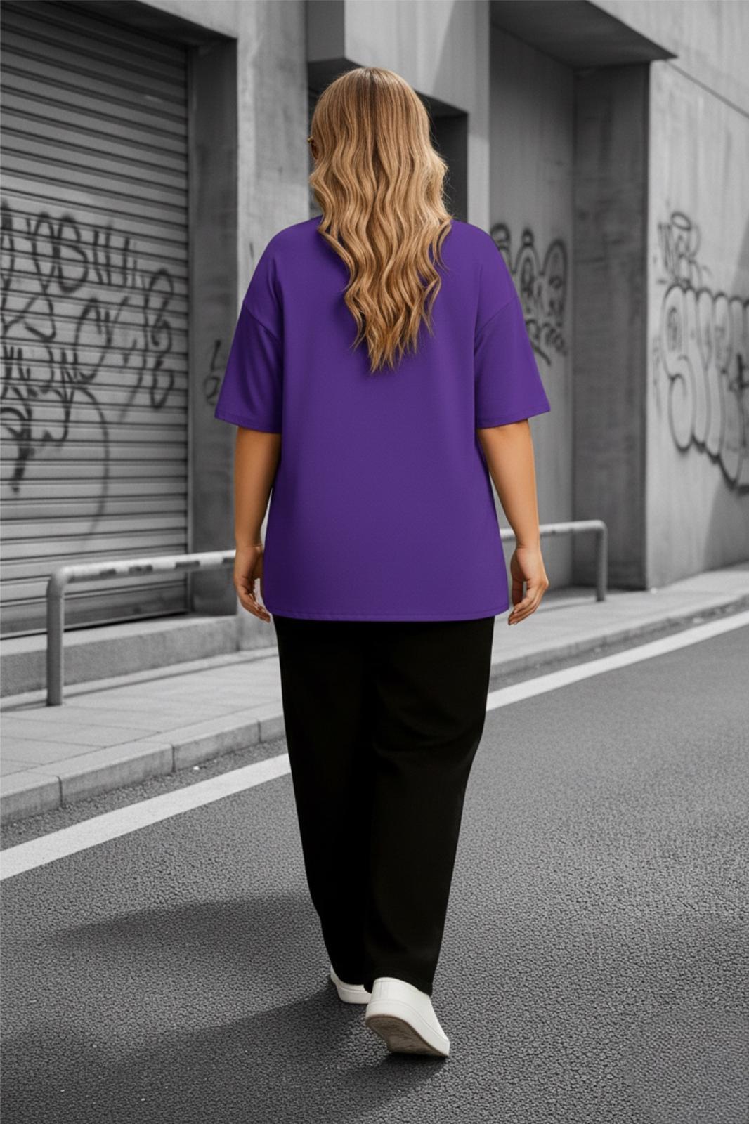 Mily Kadın Büyük Beden Battal Basic Bisiklet Yaka Pamuklu T-Shirt Rahat Kesim Unisex Sevgili Kombini
