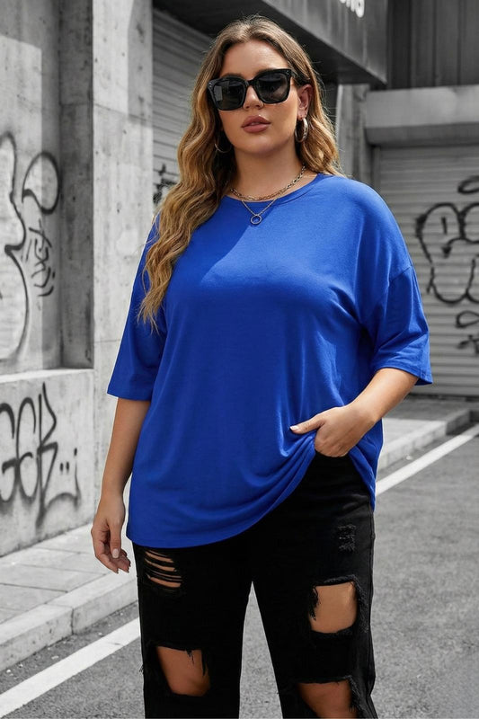Mily Kadın Büyük Beden Battal Basic Bisiklet Yaka Pamuklu T-Shirt Rahat Kesim Unisex Sevgili Kombini